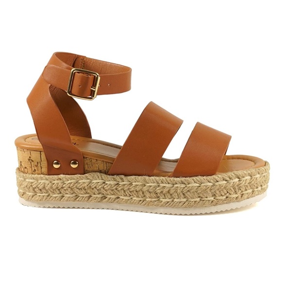 Ankle Strap Jute Woven Platform Wedge Open Toe Sandals NWT - Picture 2 of 5
